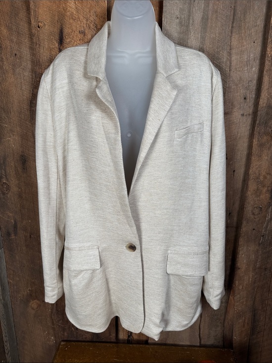 American Eagle Outfitters Jackets & Blazers - American Eagle Outfitters Cream Linen Blend Blazer